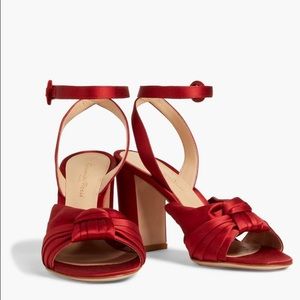 Gianvito Rossi - Red Loren Raso Granata Knotted Satin Sandals (6) NWT Brand New!